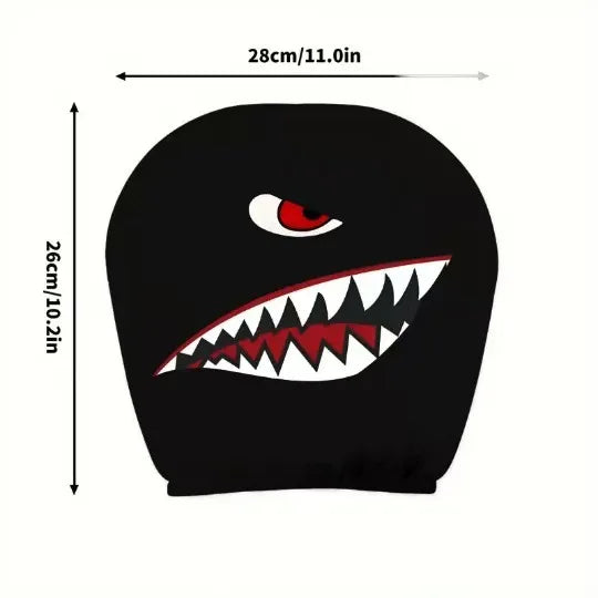New 2pcs car interior decoration headrest covers, novel style, black funny pattern headrest covers