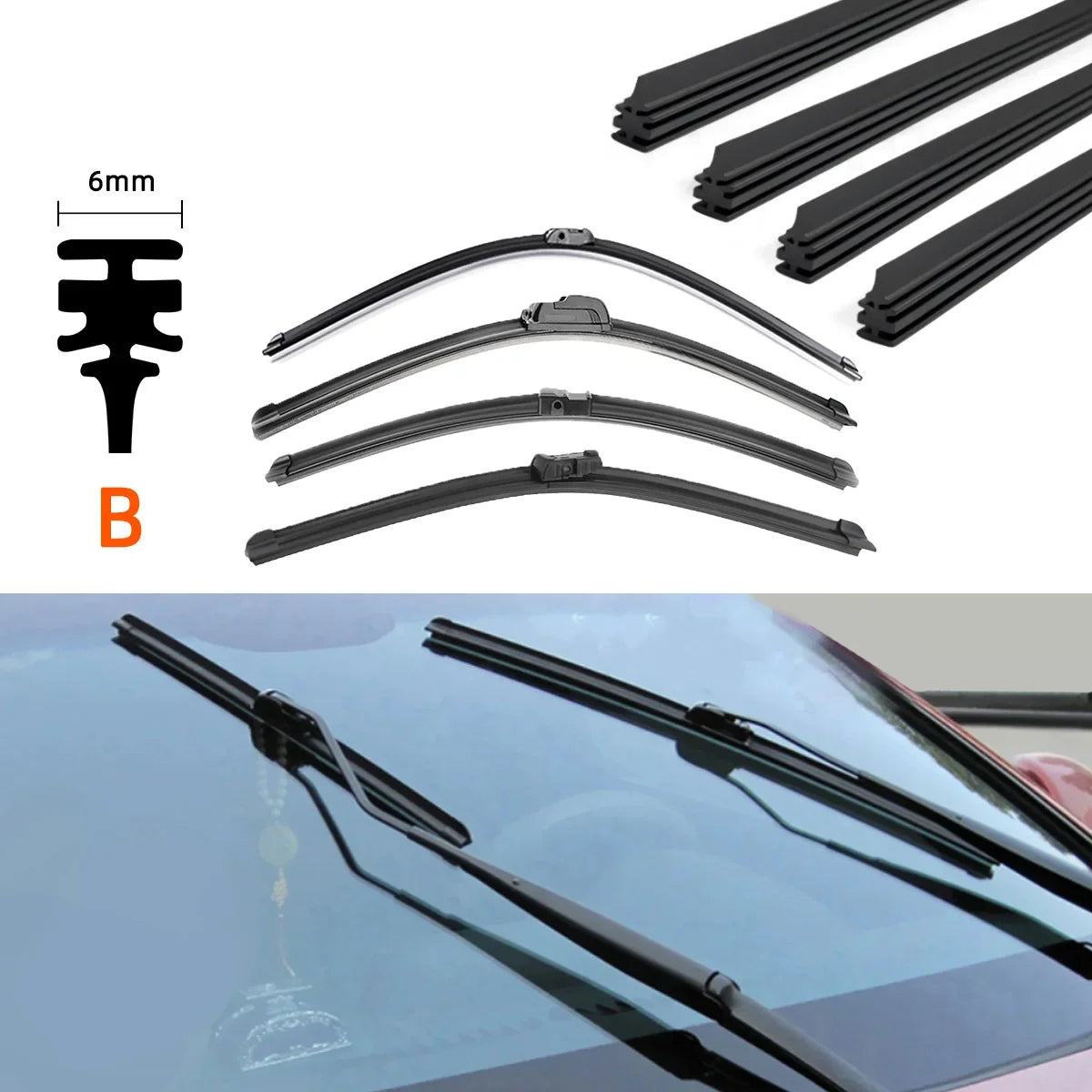 Car Wiper Rubber Strips Refill Premium Quality Replacement Accessory