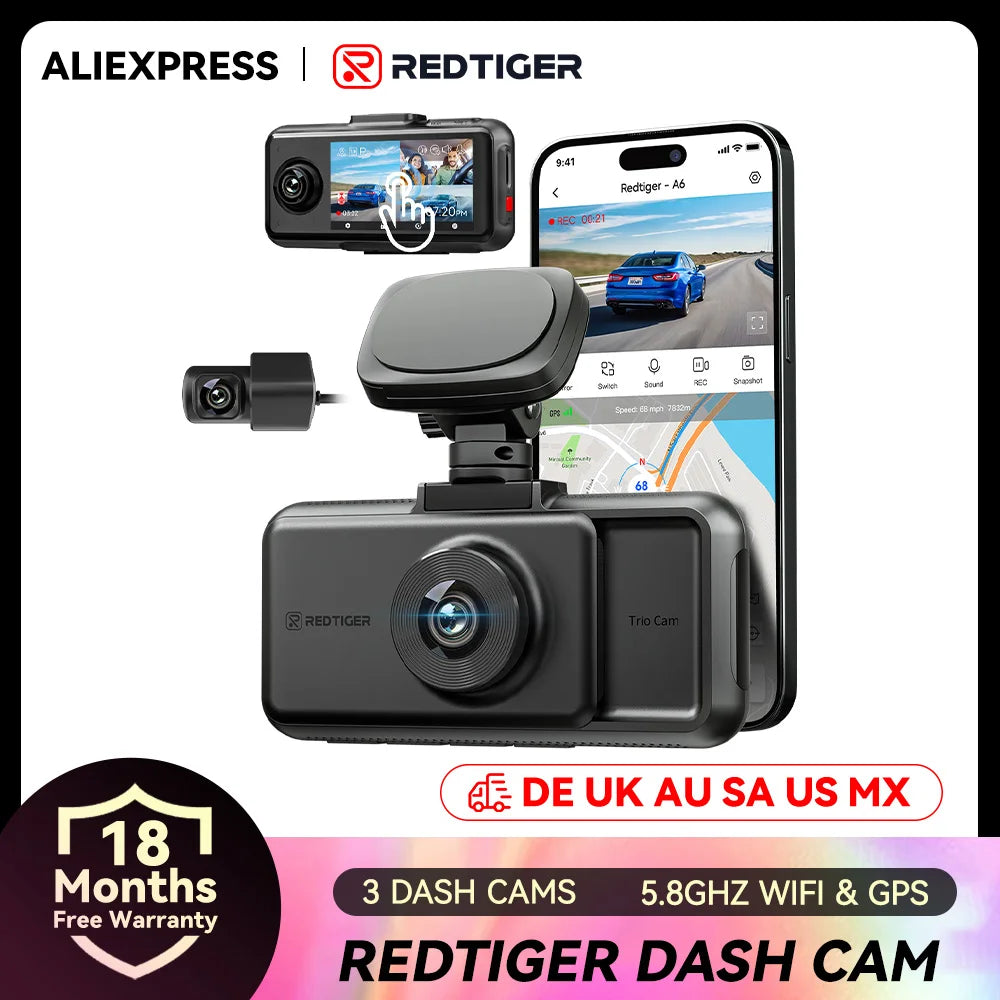 Redtiger Dash Cam A6 Model, with wifi