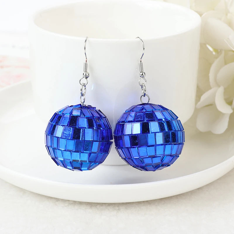 1 Pair Disco Ball Earrings Rainbow Jewelry  For Women Birthday Gift Party