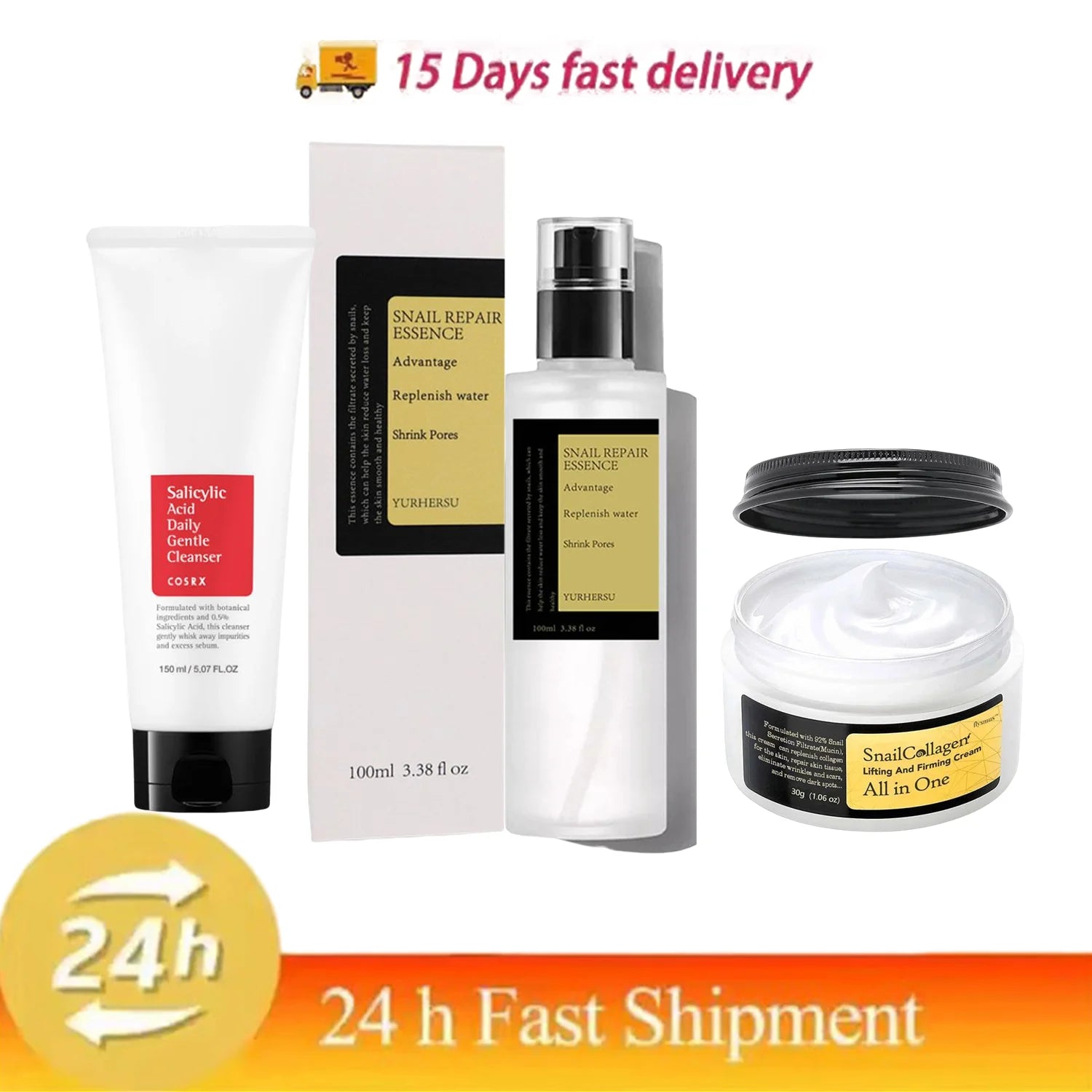 Snail Collagen Face Cream Repair Essence Cleanser Moisturizing Lifting Firming Nourishing Cream Korean Cosmetics Skin Care