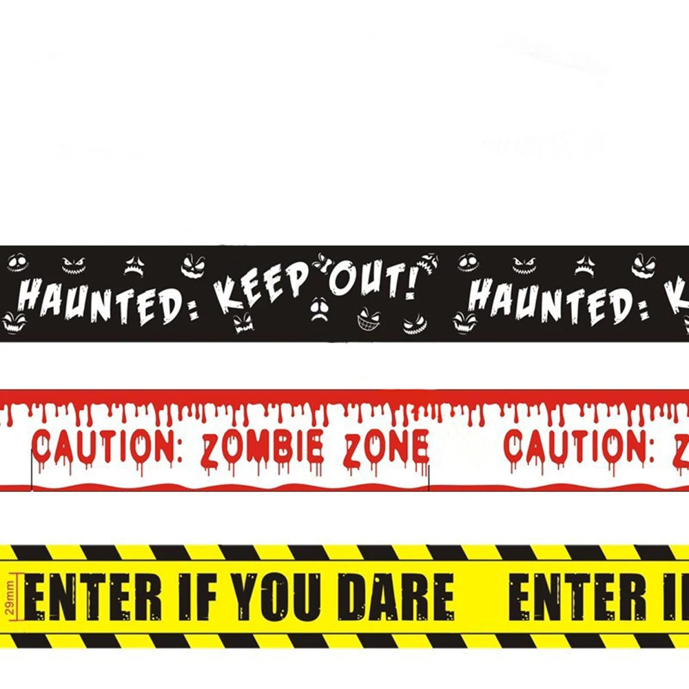 Halloween Decoration Crime Scene Tape Scary Caution Roll Hazard Indoor Outdoor Spooky
