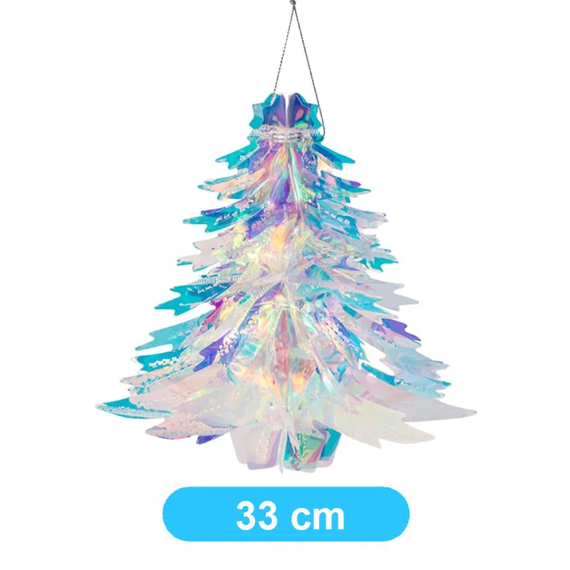 Christmas Iridescent Honeycomb Ball Hanging Ornaments Paper Fan Snowflake Garlands Iridescent Balls for Wedding Birthday Xmas