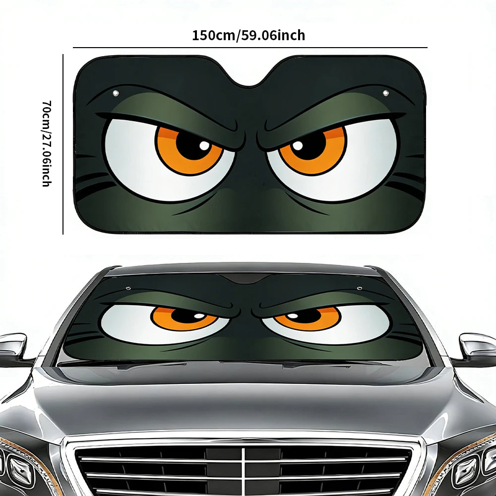 Cartoon Angry Eyes Car Windshield Car Sun Shade UV Protector