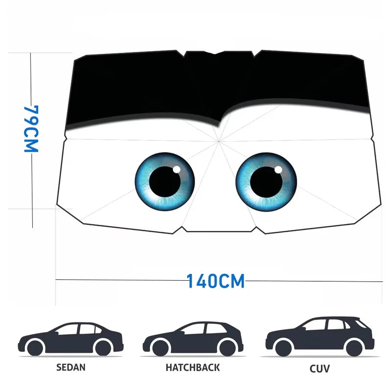 Cartoon Eyes parasol Car Sunshade Car Sun Shade UV Protector