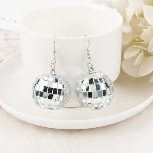 1 Pair Disco Ball Earrings Rainbow Jewelry  For Women Birthday Gift Party