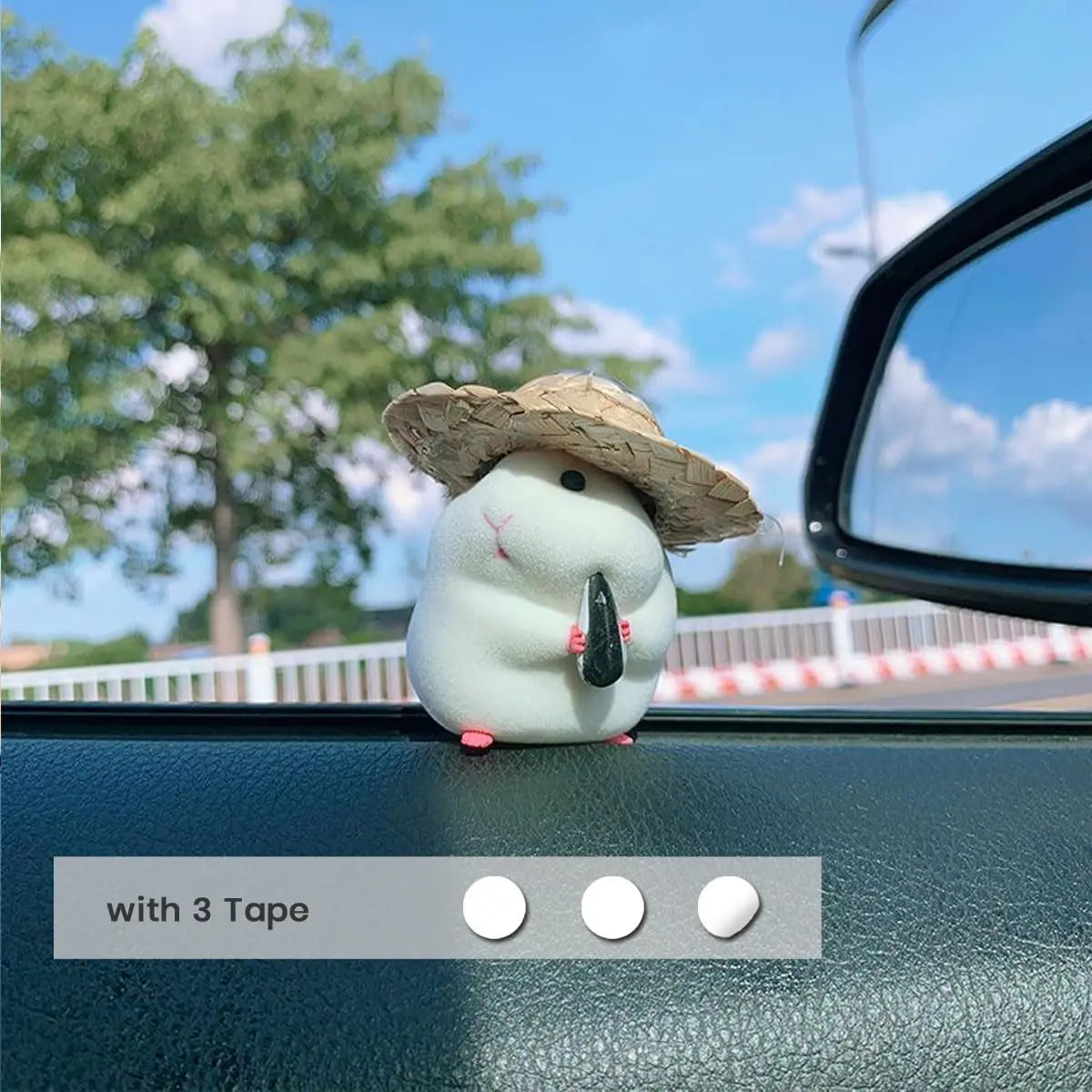 Cute Hamster with Straw Hat Car Dashboard Ornament Decoration