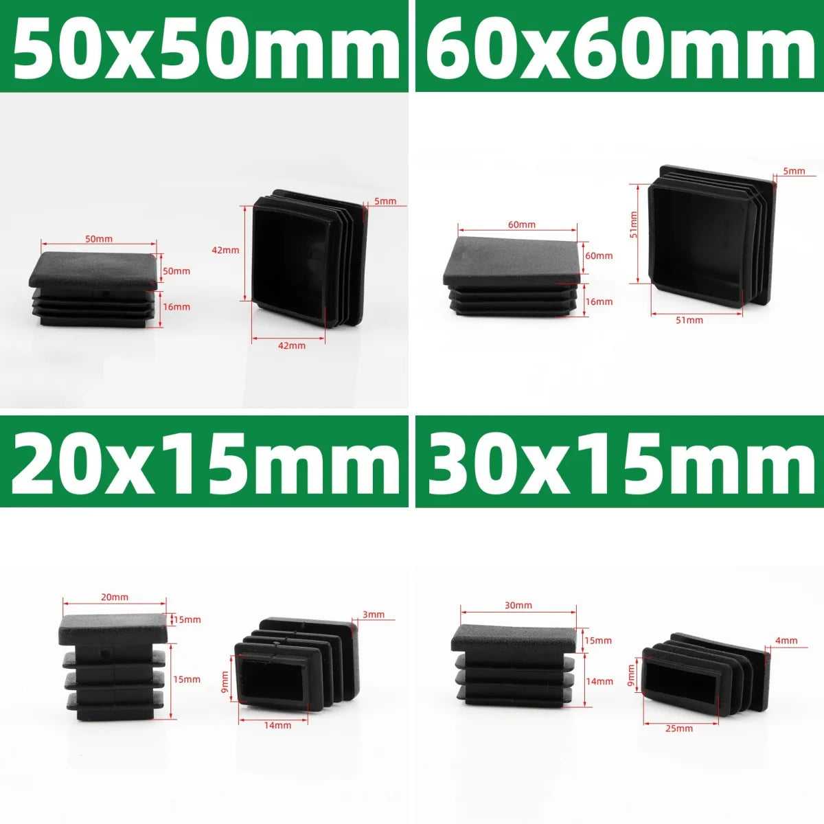 Black Square Oblong Plastic Pipe Premium Quality Replacement Accessory