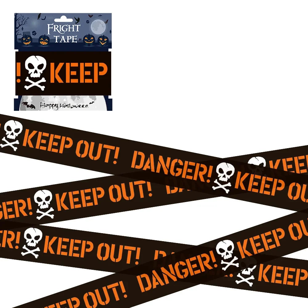 Halloween Decoration Crime Scene Tape Scary Caution Roll Hazard Indoor Outdoor Spooky