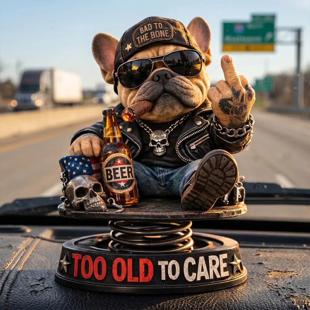 Biker Bulldog Dashboard Ornament Spring Car Dashboard Ornament Decoration