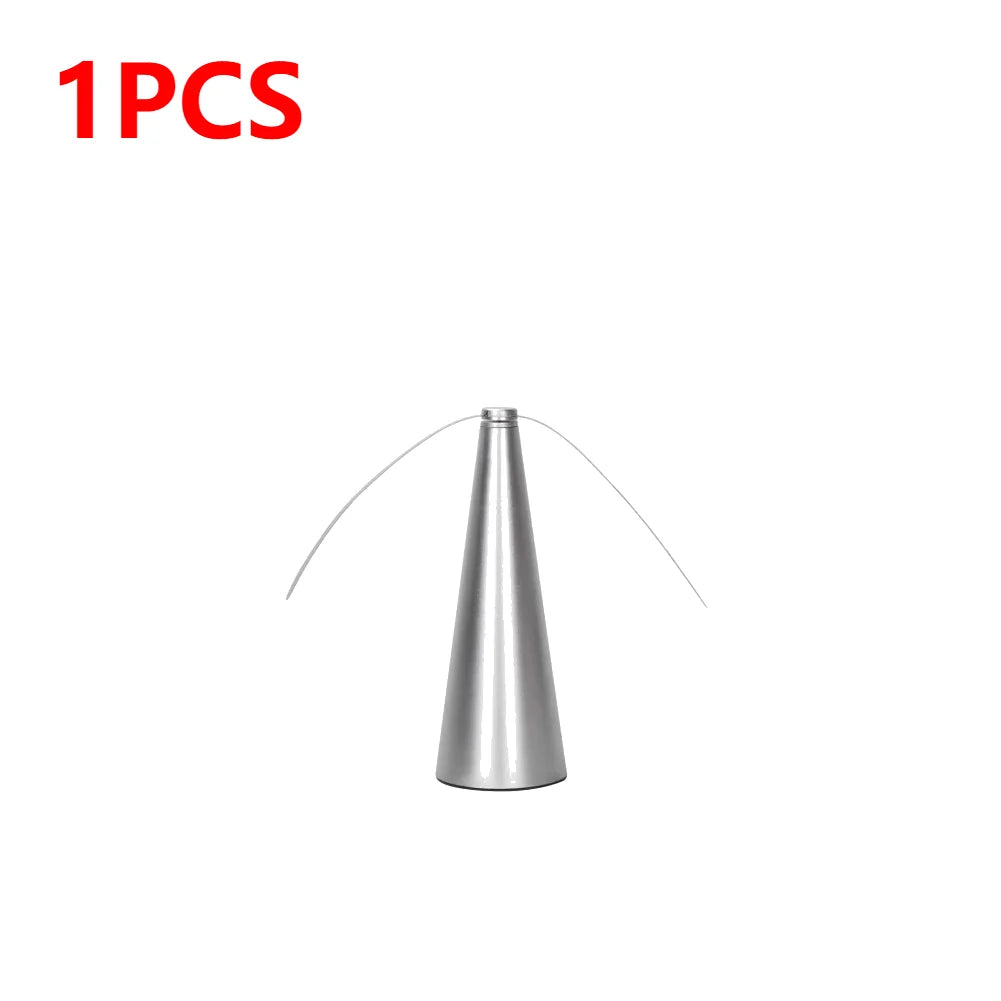 Cone shaped bug | insect | fly fan for table top. Soft blades are plastic and rotate on top to keep bugs and pests away with a USB or batteries available in silver, black or gold.