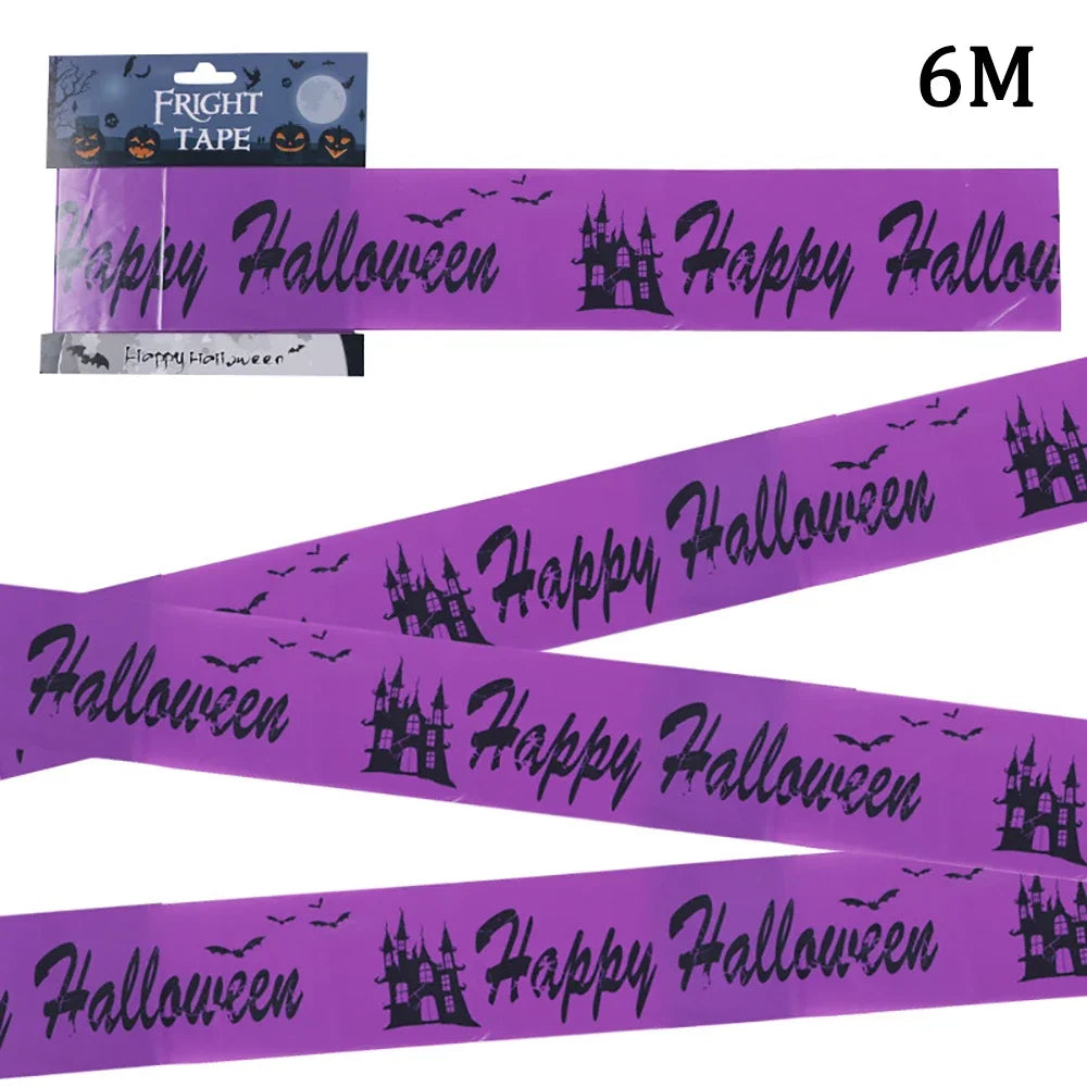 Halloween Decoration Crime Scene Tape Scary Caution Roll Hazard Indoor Outdoor Spooky