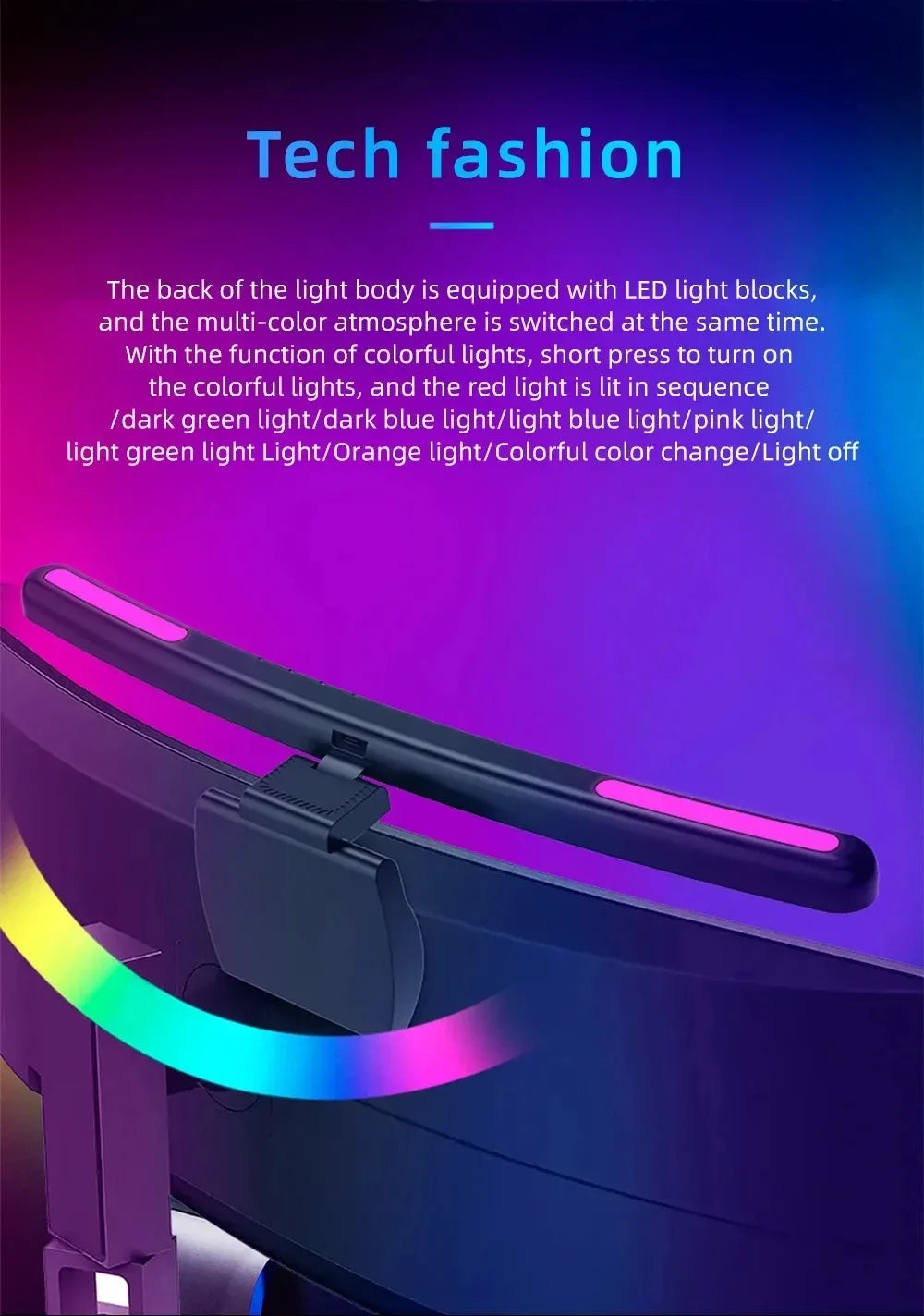 Curved Monitor Light Bar, Stepless LED Computer Monitor Light Bar Desk Lamp