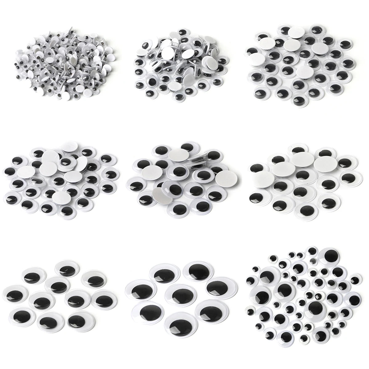 100pcs/200/550pcs Self-adhesive Googly Wiggle Eyes Premium Quality Replacement Accessory
