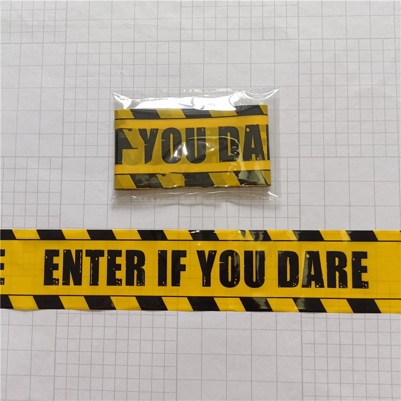 Halloween Decoration Crime Scene Tape Scary Caution Roll Hazard Indoor Outdoor Spooky