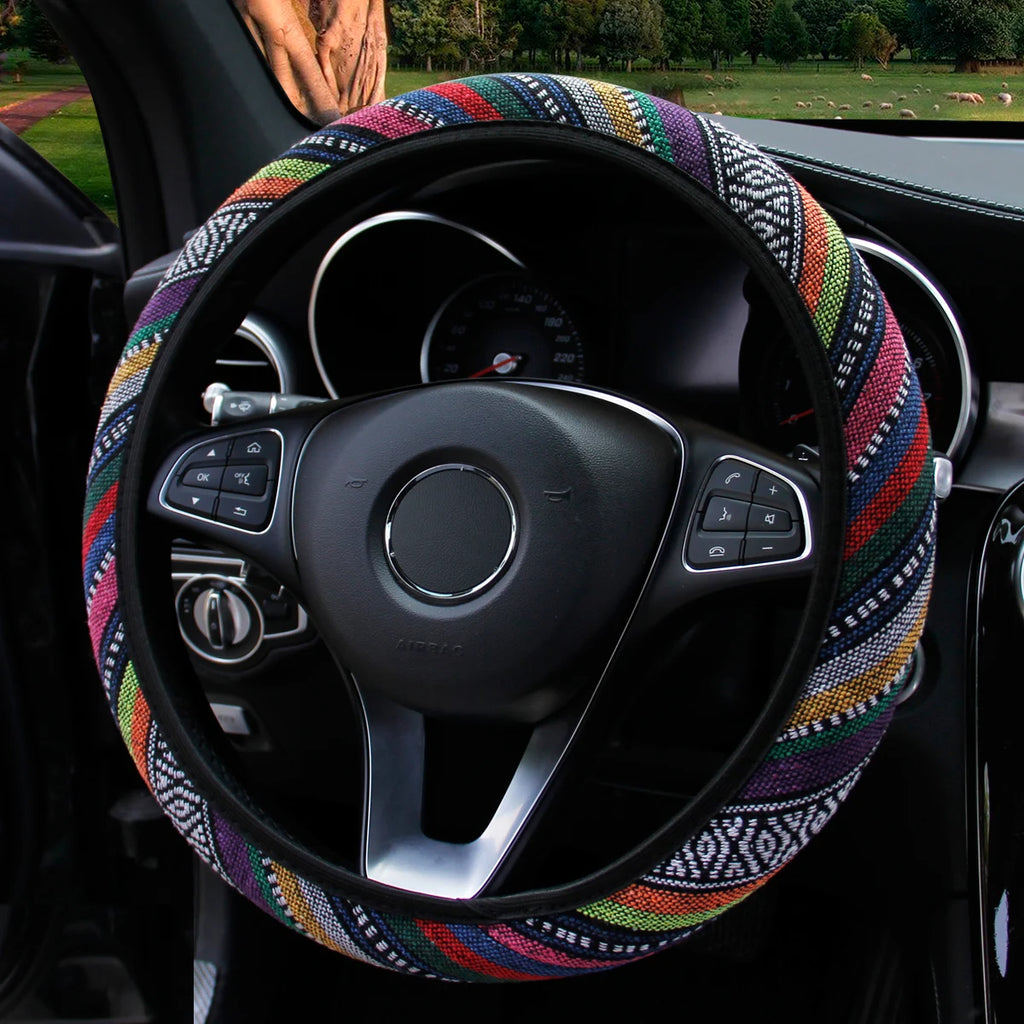 Steering Wheel Cover Breathable Cotton-Like Car Dashboard Ornament Decoration