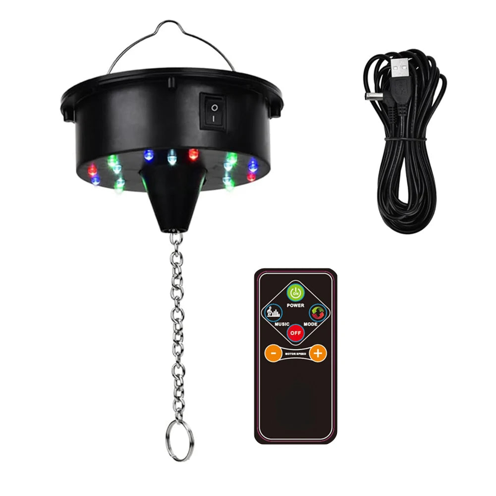 Better Quality Rotating Disco Ball Motor Lights with Remote,18 LEDs for 12 16 20 24inch Mirror Ball Rotator(NotIncludedBall)