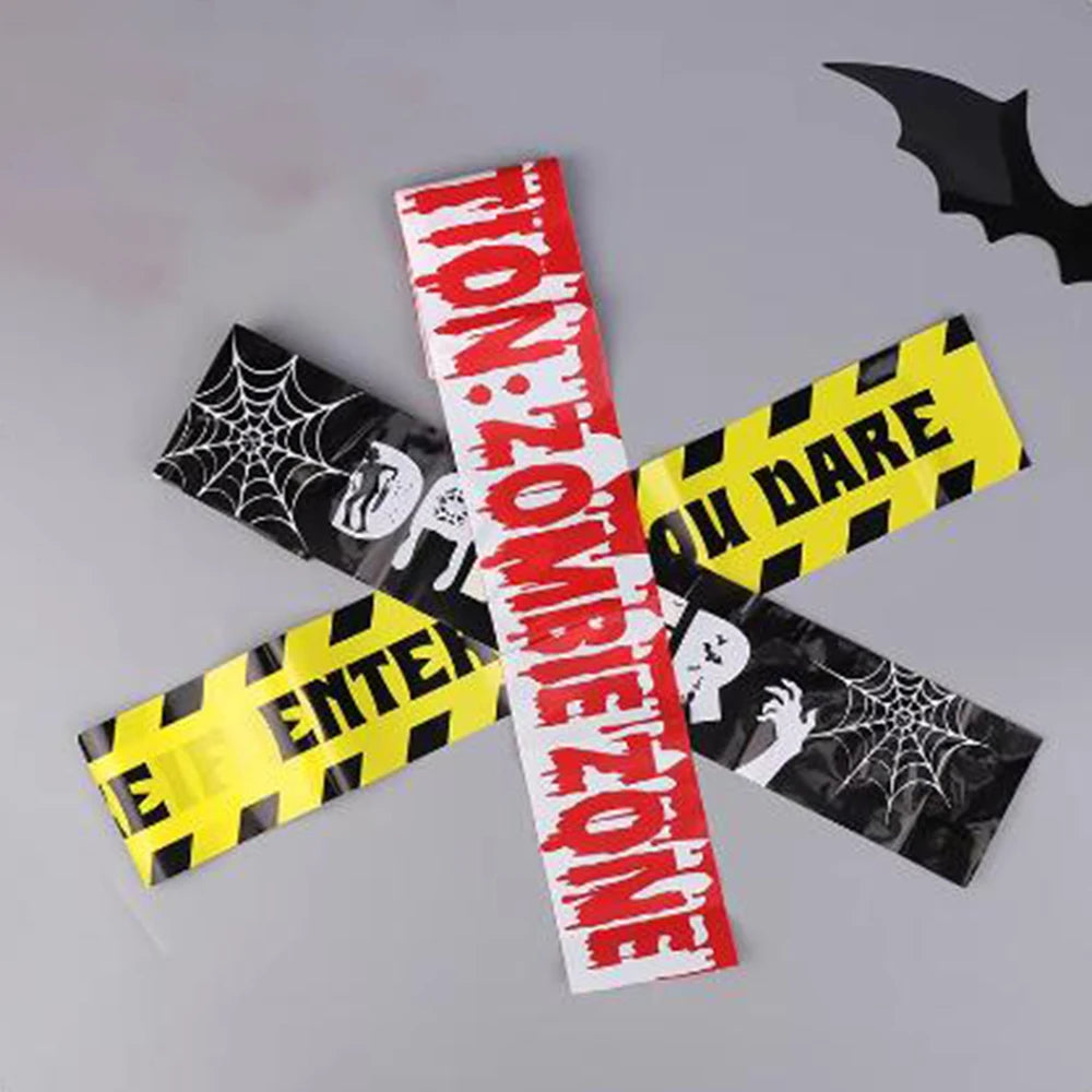 Halloween Decoration Crime Scene Tape Scary Caution Roll Hazard Indoor Outdoor Spooky