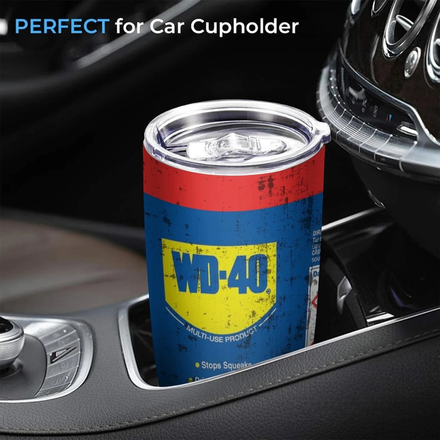 WD-40 Travel Mug, weathered, 20 oz mug, cup. insulated, looks like the original WD 40 Can