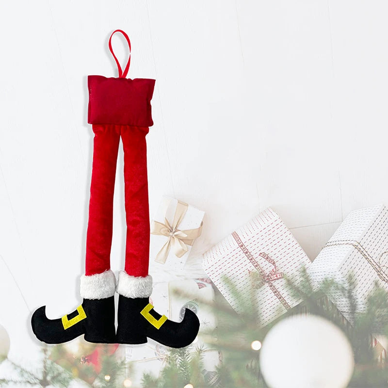 Christmas Elf Santa Claus Feet Car Door Hanging Christmas Tree Hanging Decoration Home Decoration New Year Gift 2024