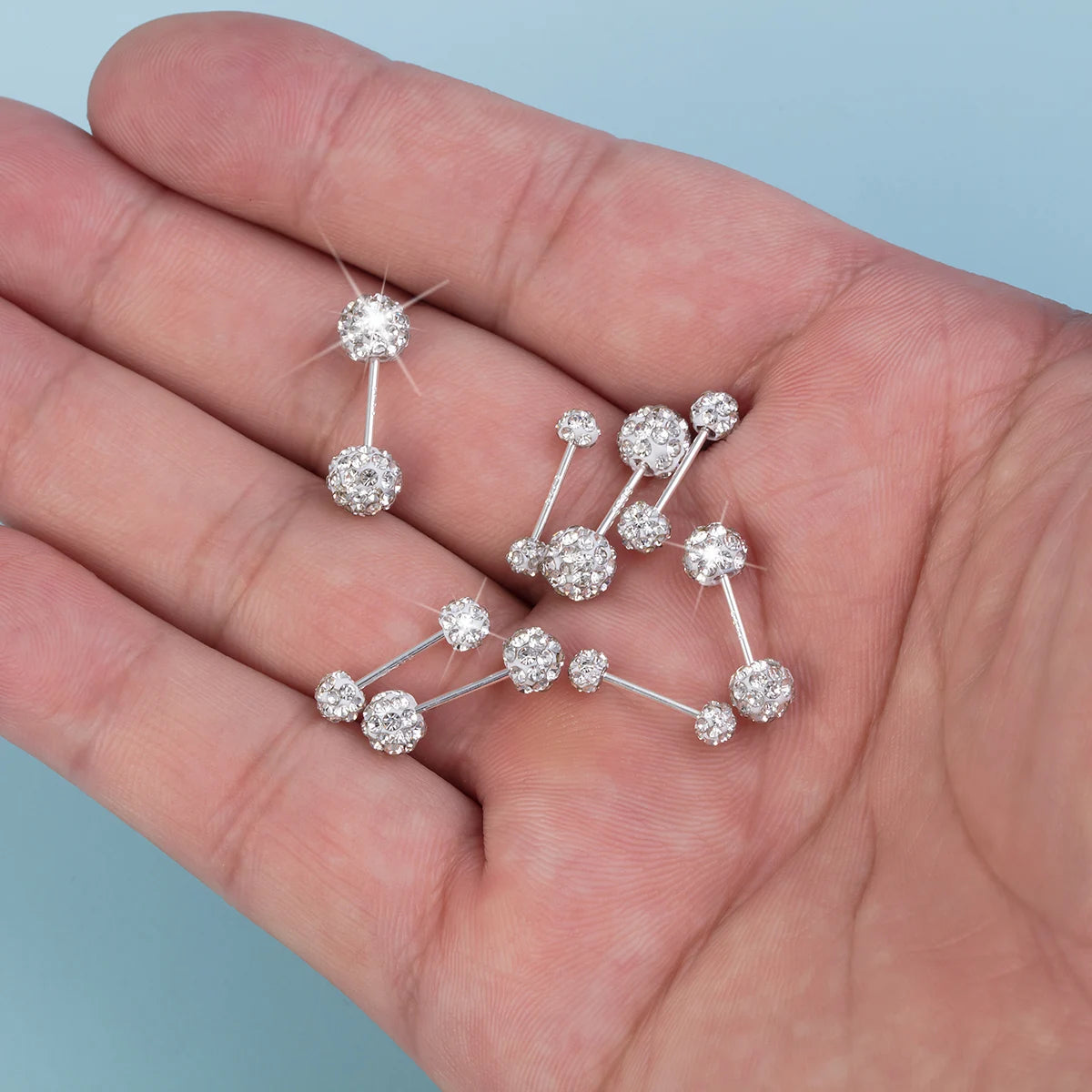 1 Pair Crystal Disco Ball Stud Earrings Cartilage Tragus Daith Helix Conch Piercing Ear Stud Accessory Fashion Jewelry Gift 20G