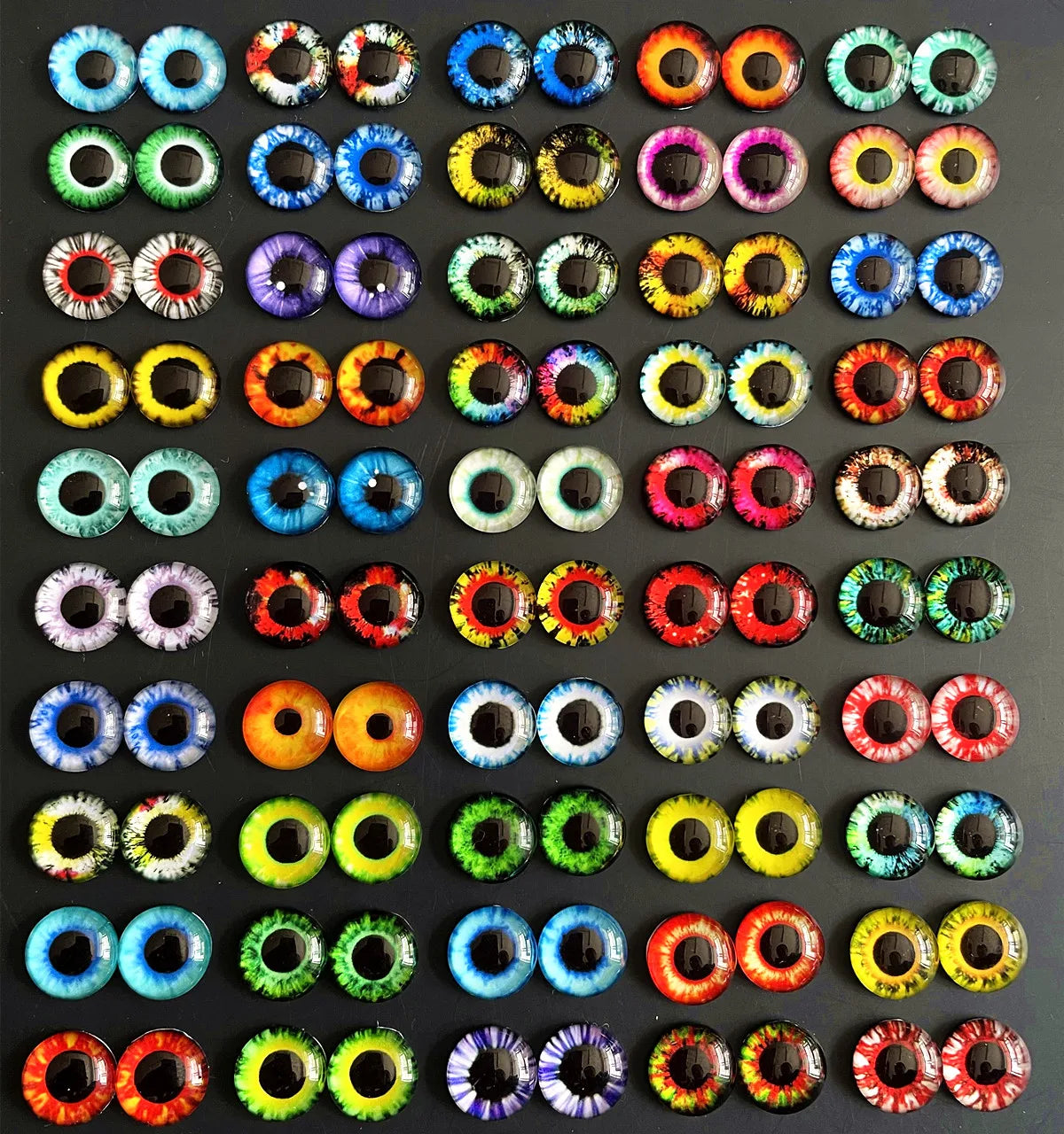 6mm 8mm 10mm 12mm Mixed Toys Dragon Eyes Doll Round Pattern Glass DIY Making Accessories 100pcs 50 Pairs