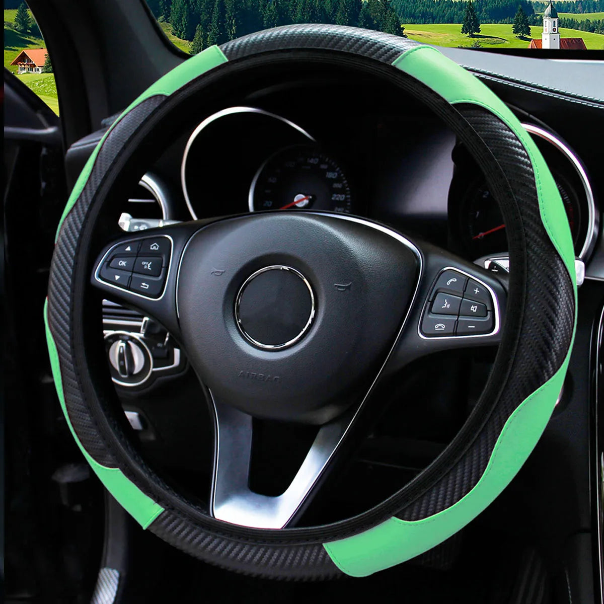 Steering Wheel Cover Carbon Fiber Steering Wheel Cover Anti-Slip Comfort