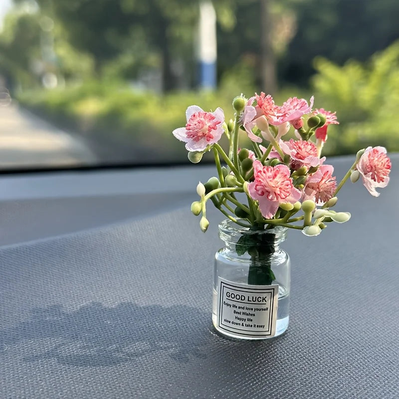 Delicate Miniature Potted Flowers Assorted Car Dashboard Ornament Decoration