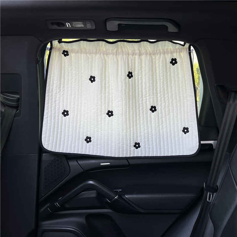 Cute Cartoon Embroidered Thickened Cotton Car Sun Shade UV Protector