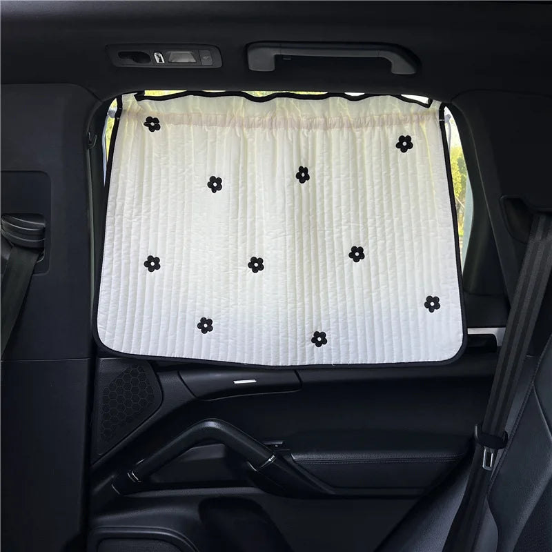 Cute Cartoon Embroidered Thickened Cotton Car Sun Shade UV Protector
