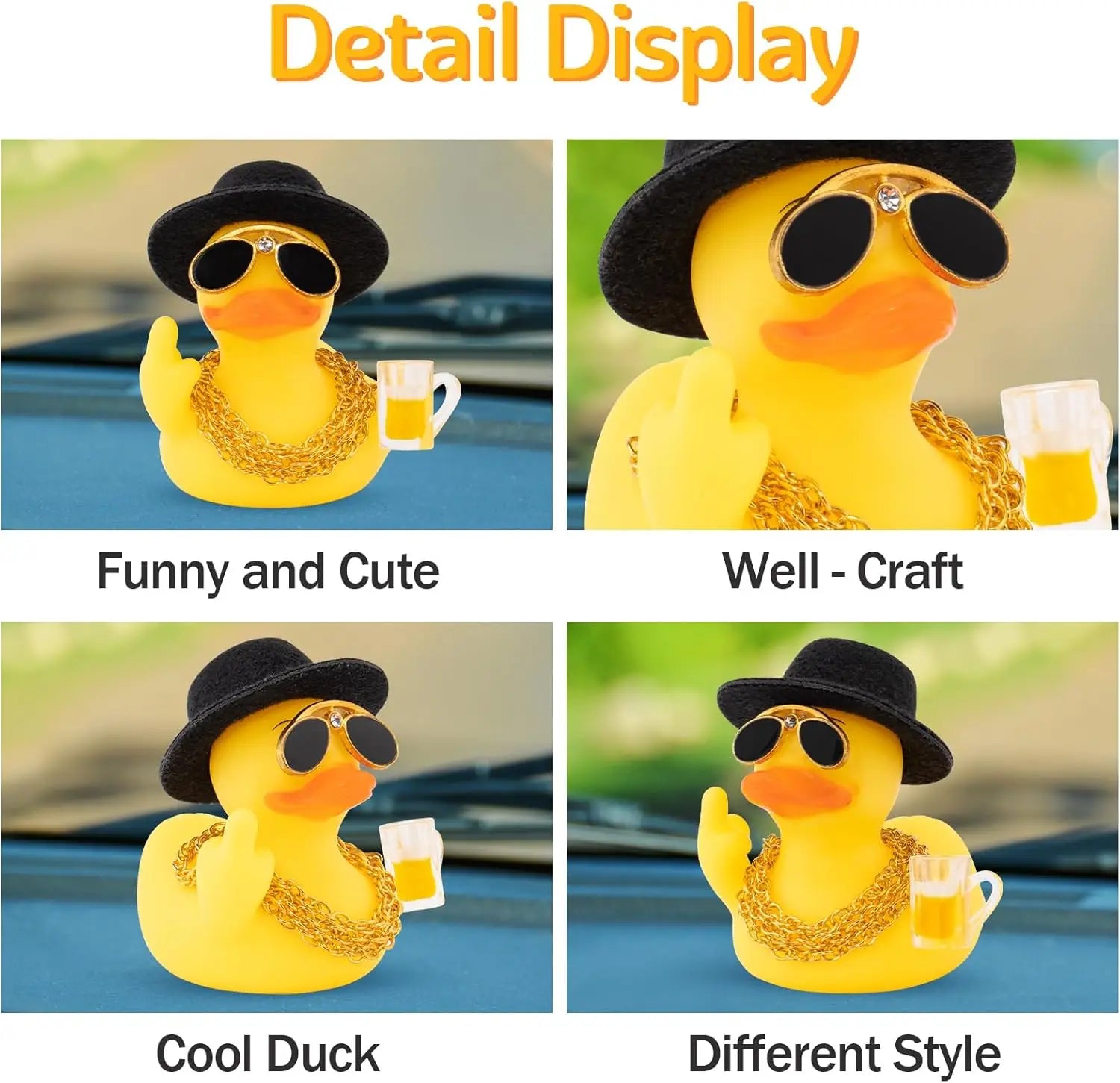 Rubber Middle Finger Duck Car Car Dashboard Ornament Decoration