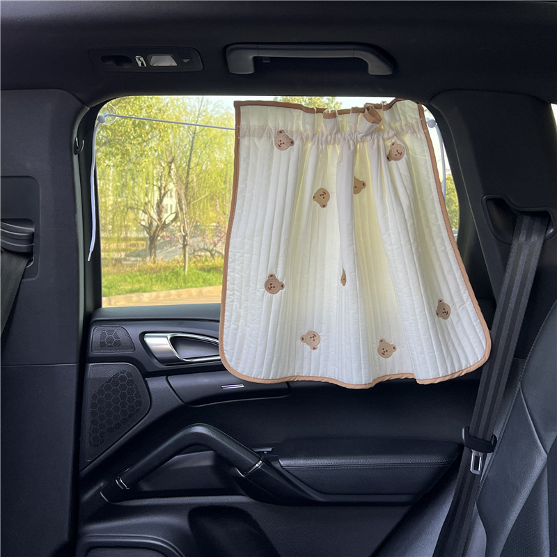 Cute Cartoon Embroidered Thickened Cotton Car Sun Shade UV Protector