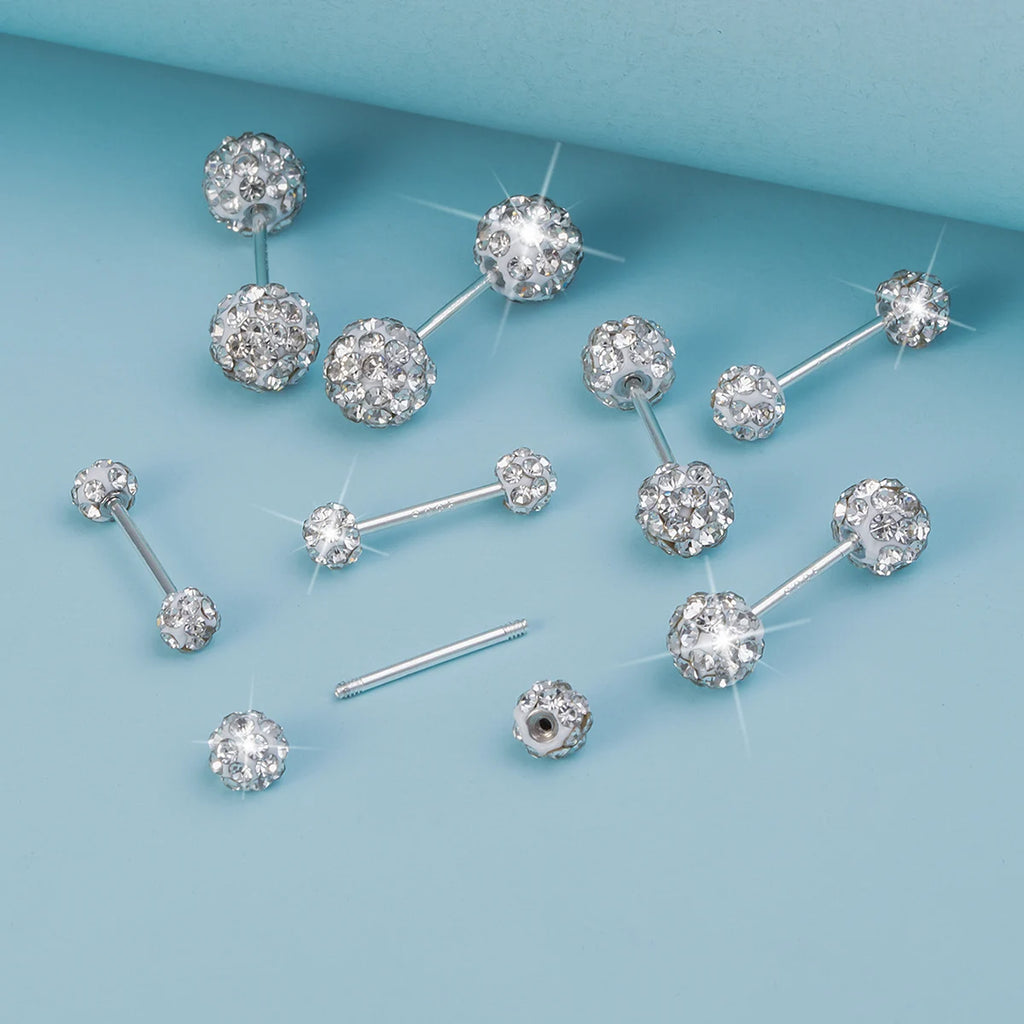 1 Pair Crystal Disco Ball Stud Earrings Cartilage Tragus Daith Helix Conch Piercing Ear Stud Accessory Fashion Jewelry Gift 20G