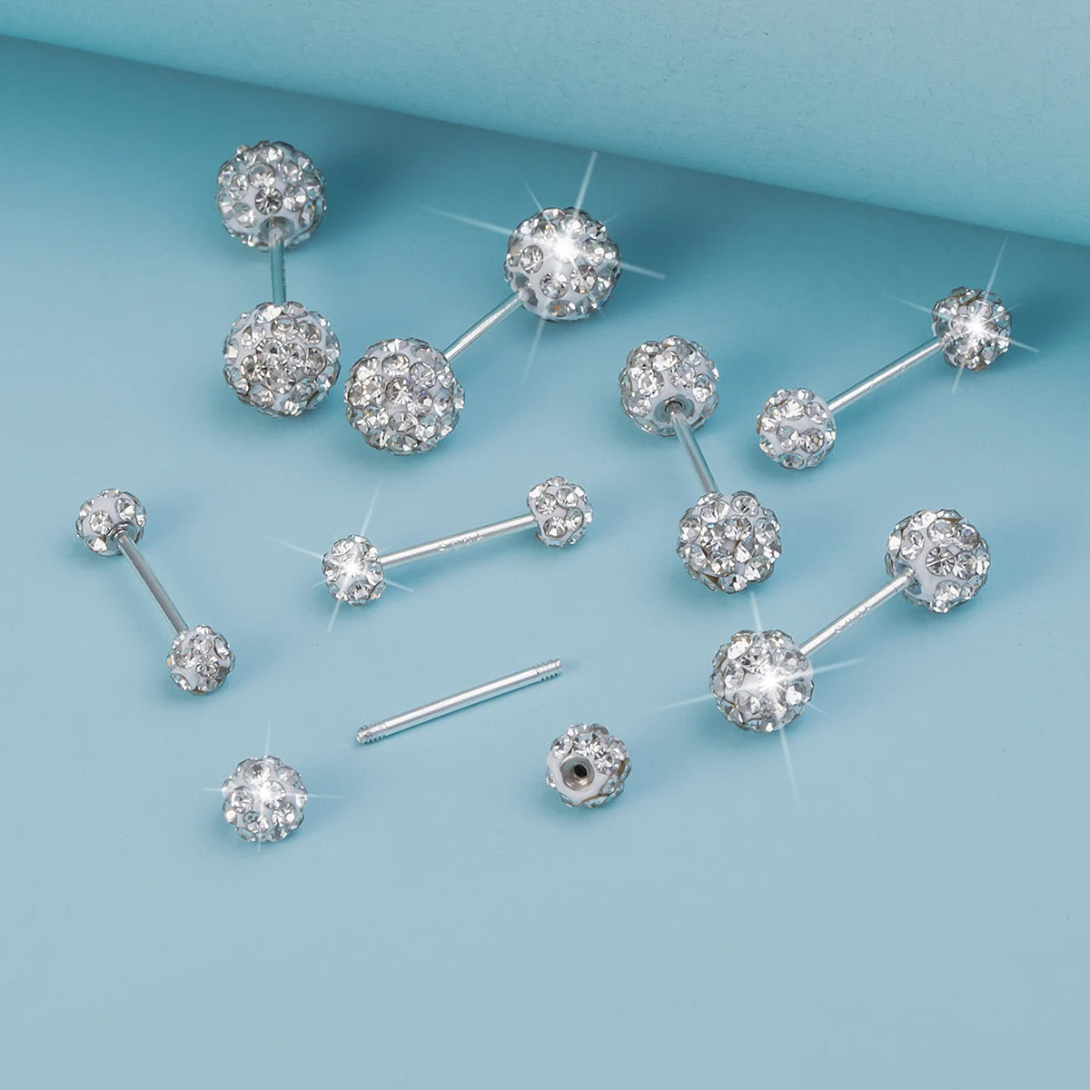 1 Pair Crystal Disco Ball Stud Earrings Cartilage Tragus Daith Helix Conch Piercing Ear Stud Accessory Fashion Jewelry Gift 20G