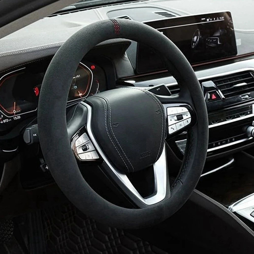 Car Steering Wheel Covers Cowhide Steering Wheel Cover Anti-Slip Comfort