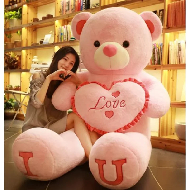 80/100Cm Big Pink Plush Toy Teddy Bear Giant Stuffed Animals Birthday Valentine's Day Gift Soft Pillow Dolls Girlfriend Girl Wif