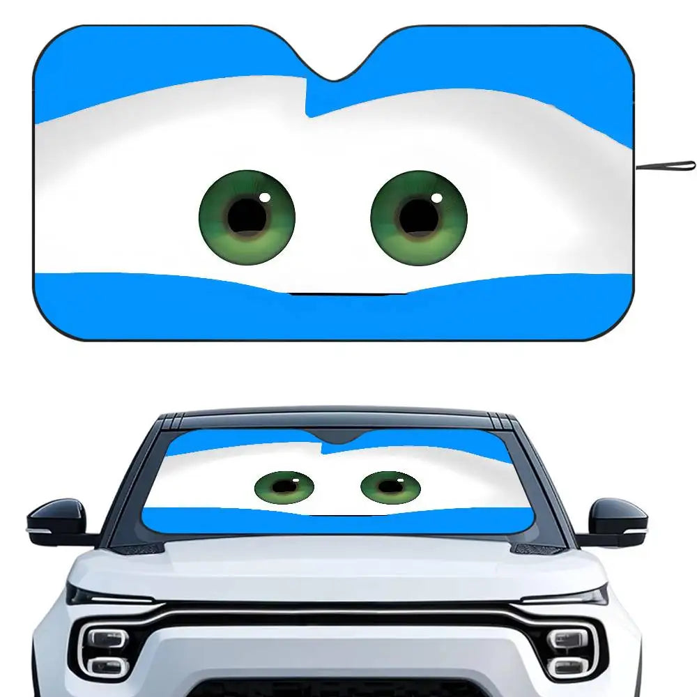 Cartoon Car With Cute Eyes Car Sun Shade UV Protector