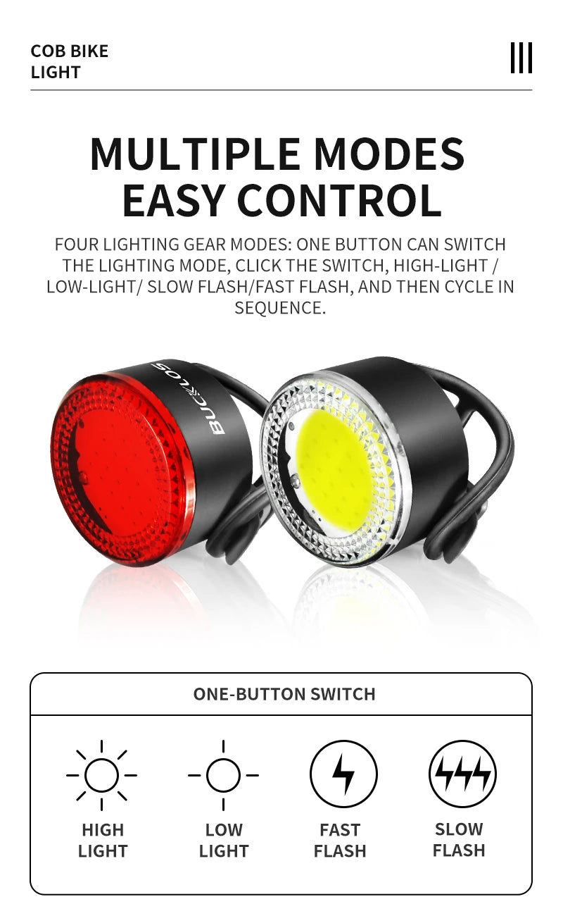 BUCKLOS COB Bike Taillights Headlight Premium Quality Replacement Accessory