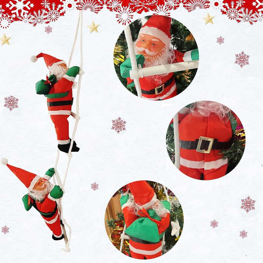 Christmas Decoration Santa Claus Climbing on Rope Ladder Ornament Xmas Tree Decor Home Door Wall Hanging Indoor Outdoor Kid Gift