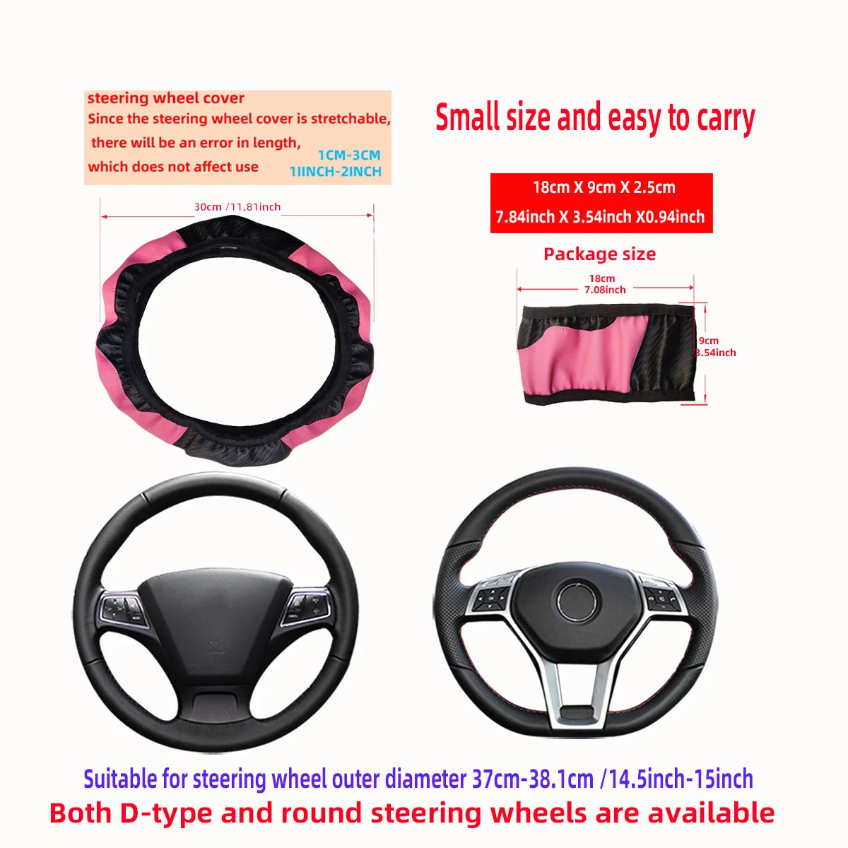 Steering Wheel Cover Carbon Fiber Steering Wheel Cover Anti-Slip Comfort