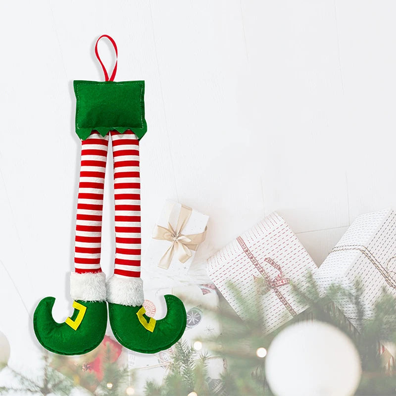 Christmas Elf Santa Claus Feet Car Door Hanging Christmas Tree Hanging Decoration Home Decoration New Year Gift 2024