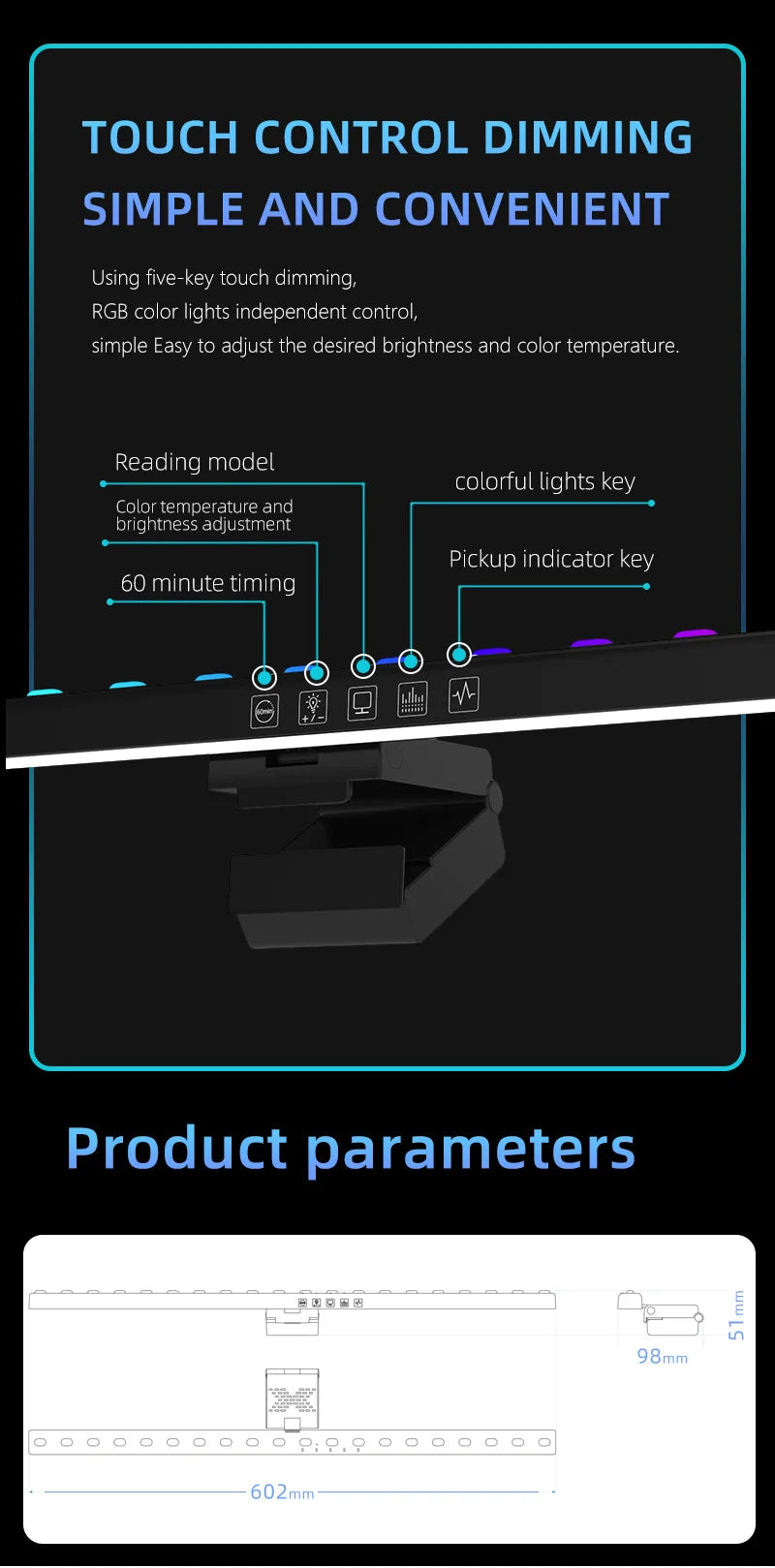 Computer Monitor Light Bar RGB LED Computer Monitor Light Bar Desk Lamp