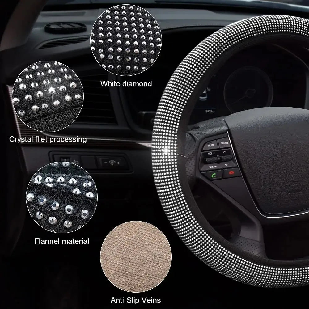 Crystal Steering Wheel Cover Bling Steering Wheel Cover Anti-Slip Comfort