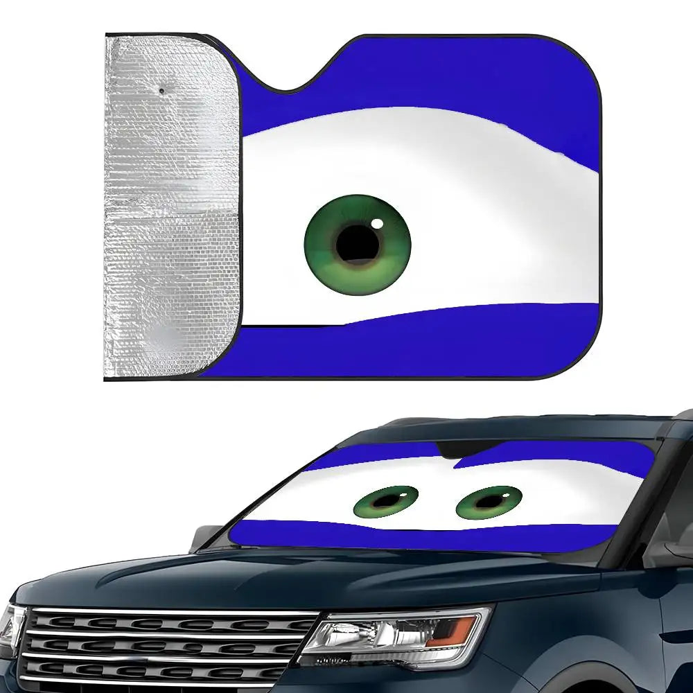 Cartoon Car With Cute Eyes Car Sun Shade UV Protector