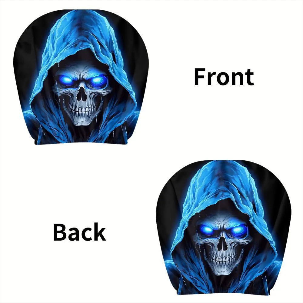 Blue Skull Pattern Car Headrest Premium Quality Replacement Accessory