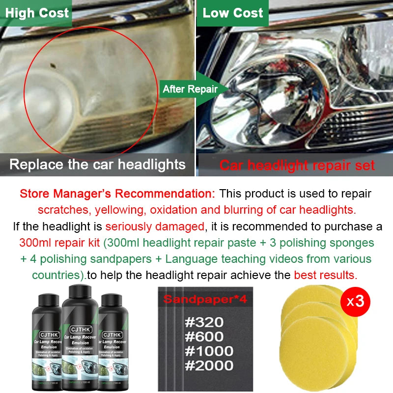 Car Headlight Restoration Polishing Kits Premium Quality Replacement Accessory