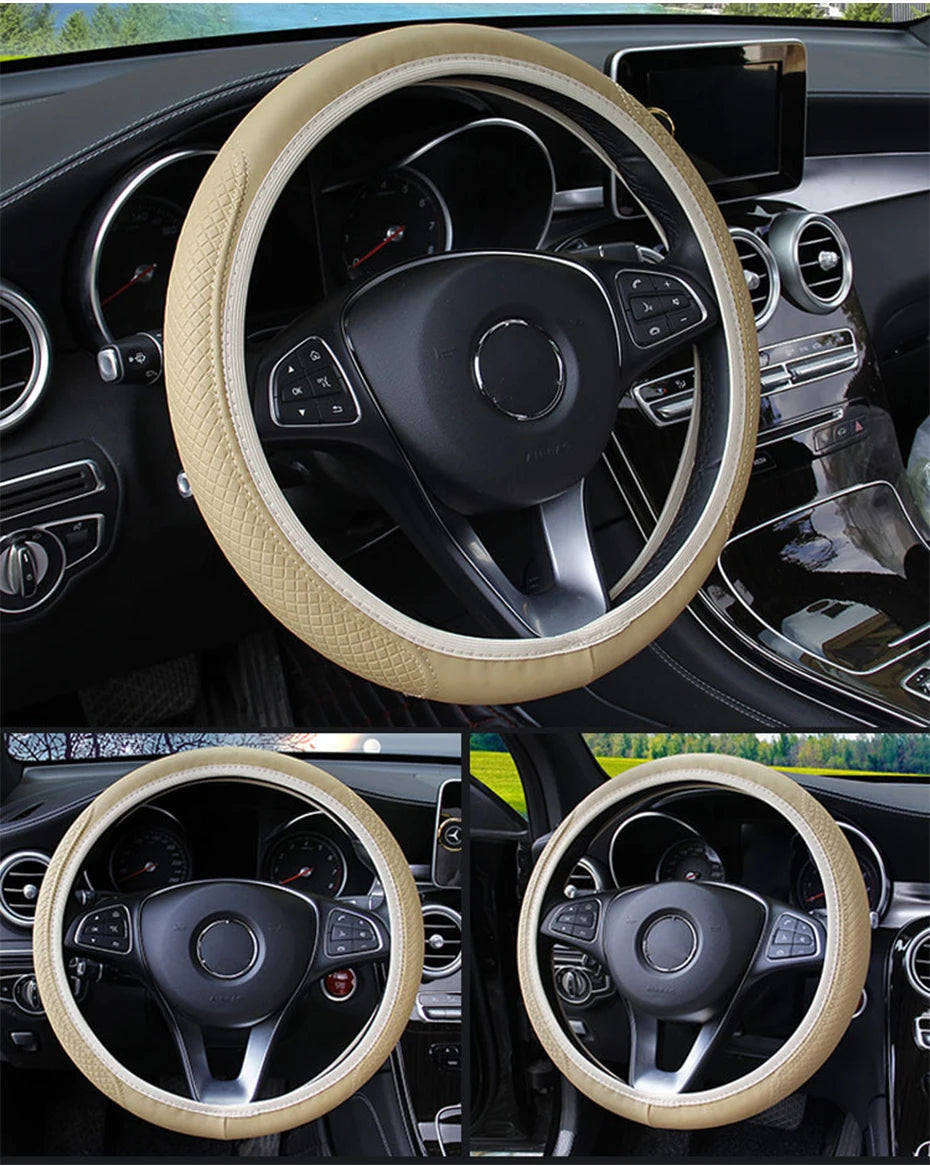 Full-Wrapped Car Steering Wheel Cover Steering Wheel Cover Anti-Slip Comfort
