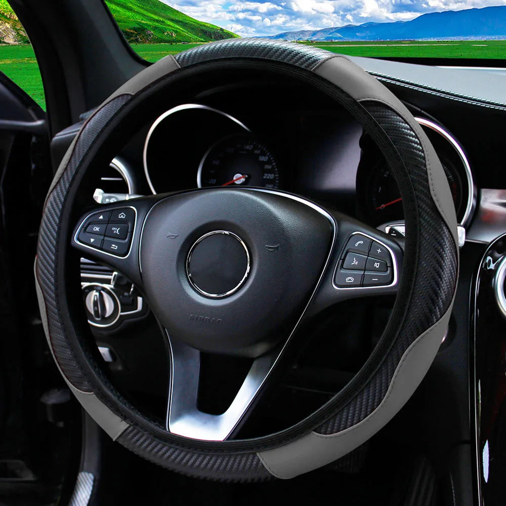 Steering Wheel Cover Carbon Fiber Steering Wheel Cover Anti-Slip Comfort