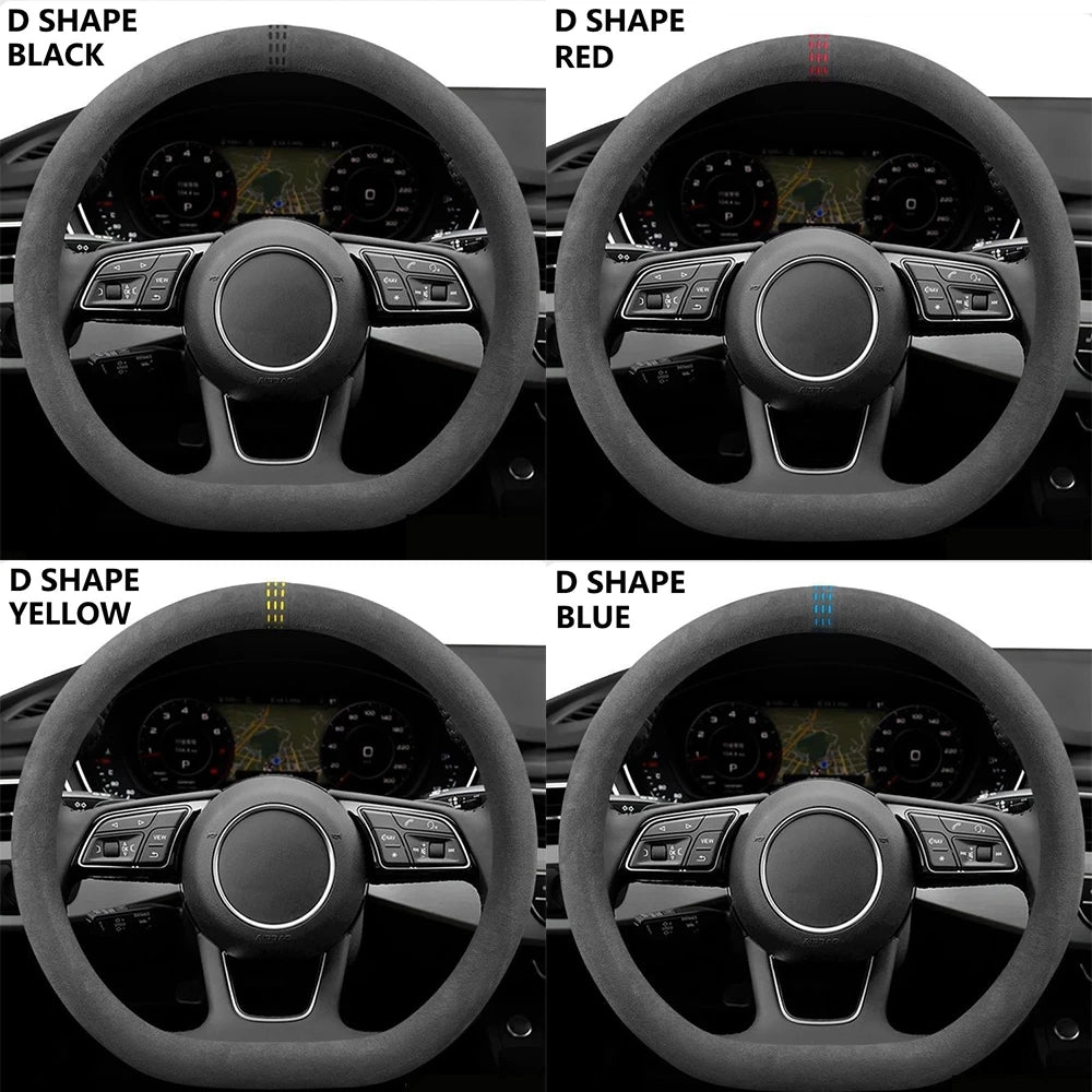 Car Steering Wheel Covers Cowhide Steering Wheel Cover Anti-Slip Comfort