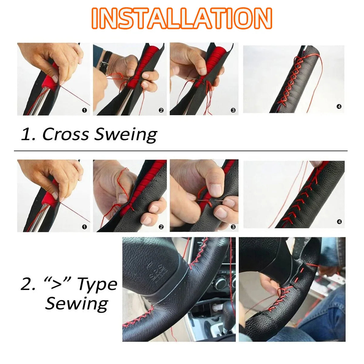 Universal Leather Car Steering Wheel Steering Wheel Cover Anti-Slip Comfort